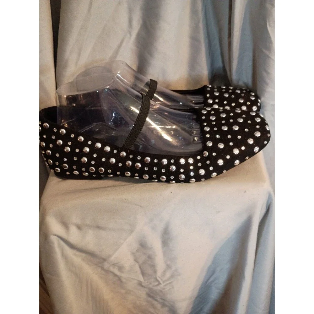 Torrid Ballet Flats Black With Silver Studs Sz 10 W Gothic Witchy Moto